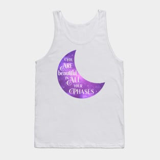 Cresent Moon Phase Cosmic Galaxy Positive Saying Tank Top